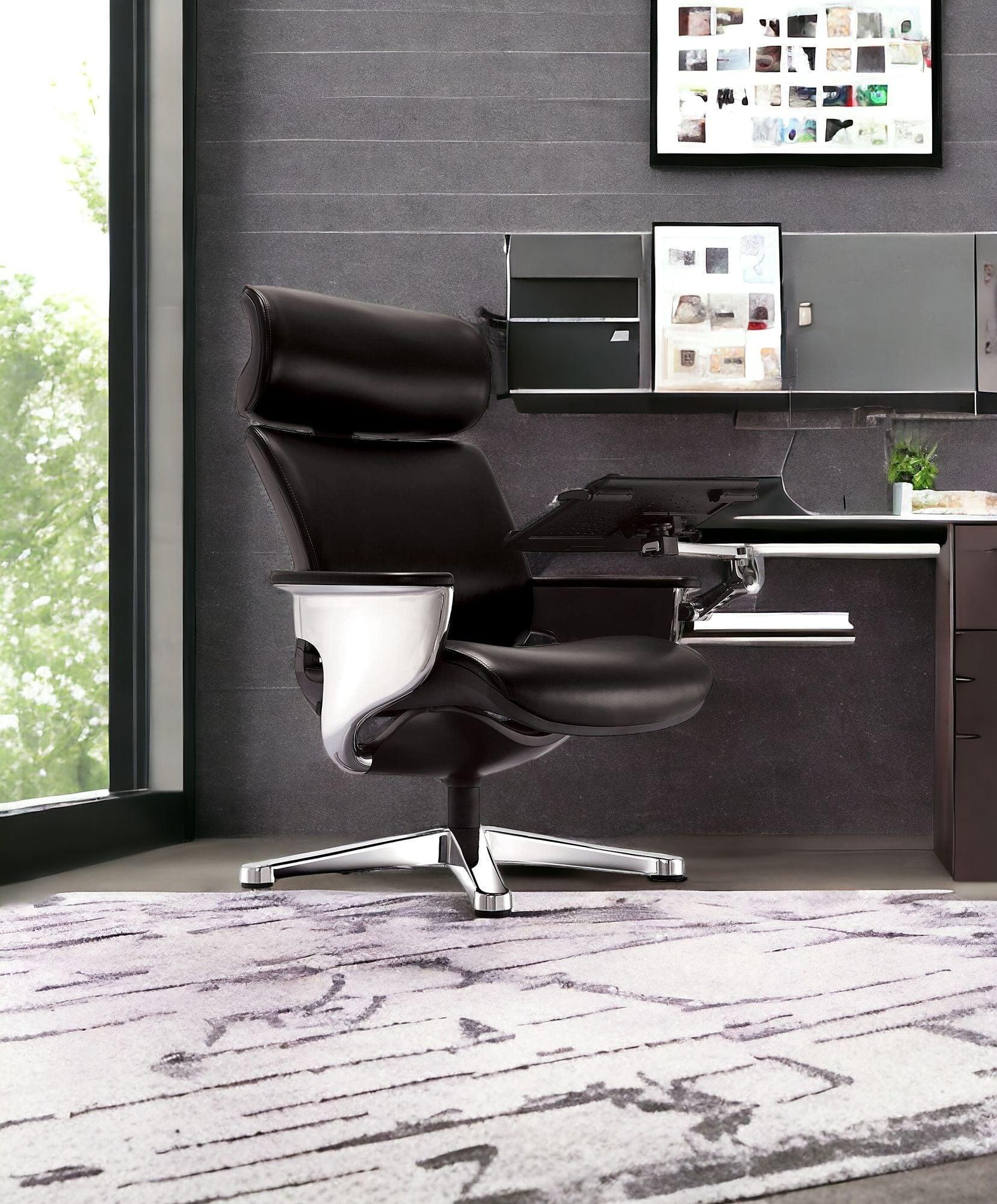 White and Dark Brown Swivel Faux Leather Executive Office Chair - FurniFindUSA