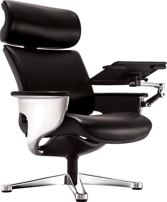 White and Dark Brown Swivel Faux Leather Executive Office Chair - FurniFindUSA