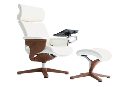 White and Dark Brown Swivel Faux Leather Executive Office Chair - FurniFindUSA