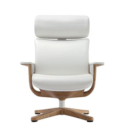 White and Dark Brown Swivel Faux Leather Executive Office Chair - FurniFindUSA