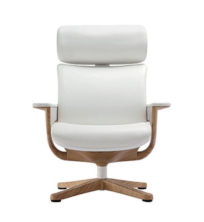 White and Dark Brown Swivel Faux Leather Executive Office Chair - FurniFindUSA