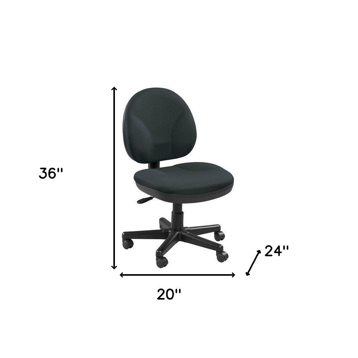 Ebony and Black Adjustable Swivel Fabric Rolling Office Chair - FurniFindUSA