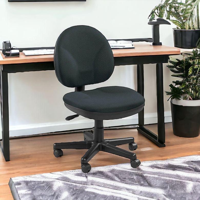 Ebony and Black Adjustable Swivel Fabric Rolling Office Chair - FurniFindUSA