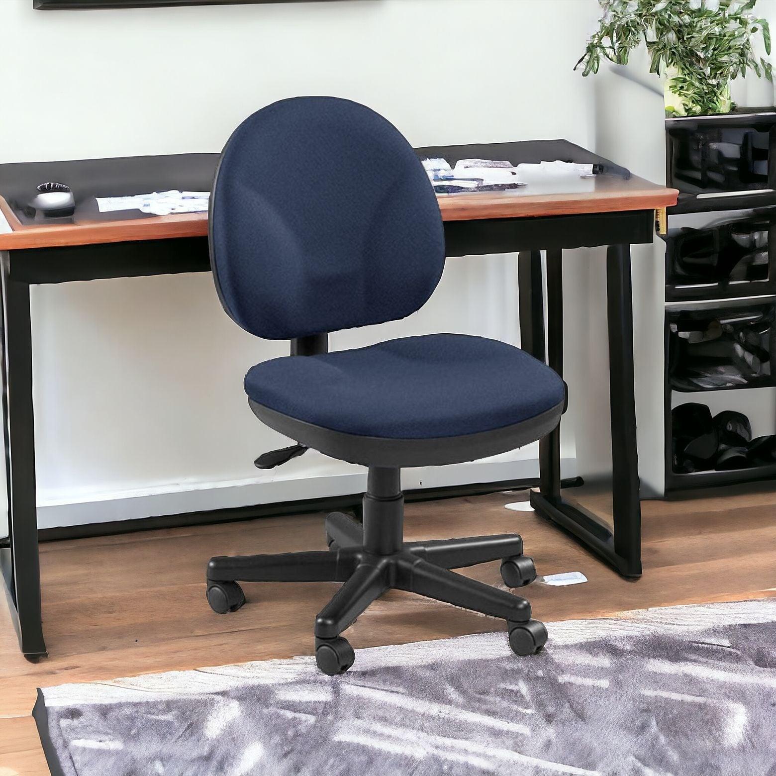 Ebony and Black Adjustable Swivel Fabric Rolling Office Chair - FurniFindUSA