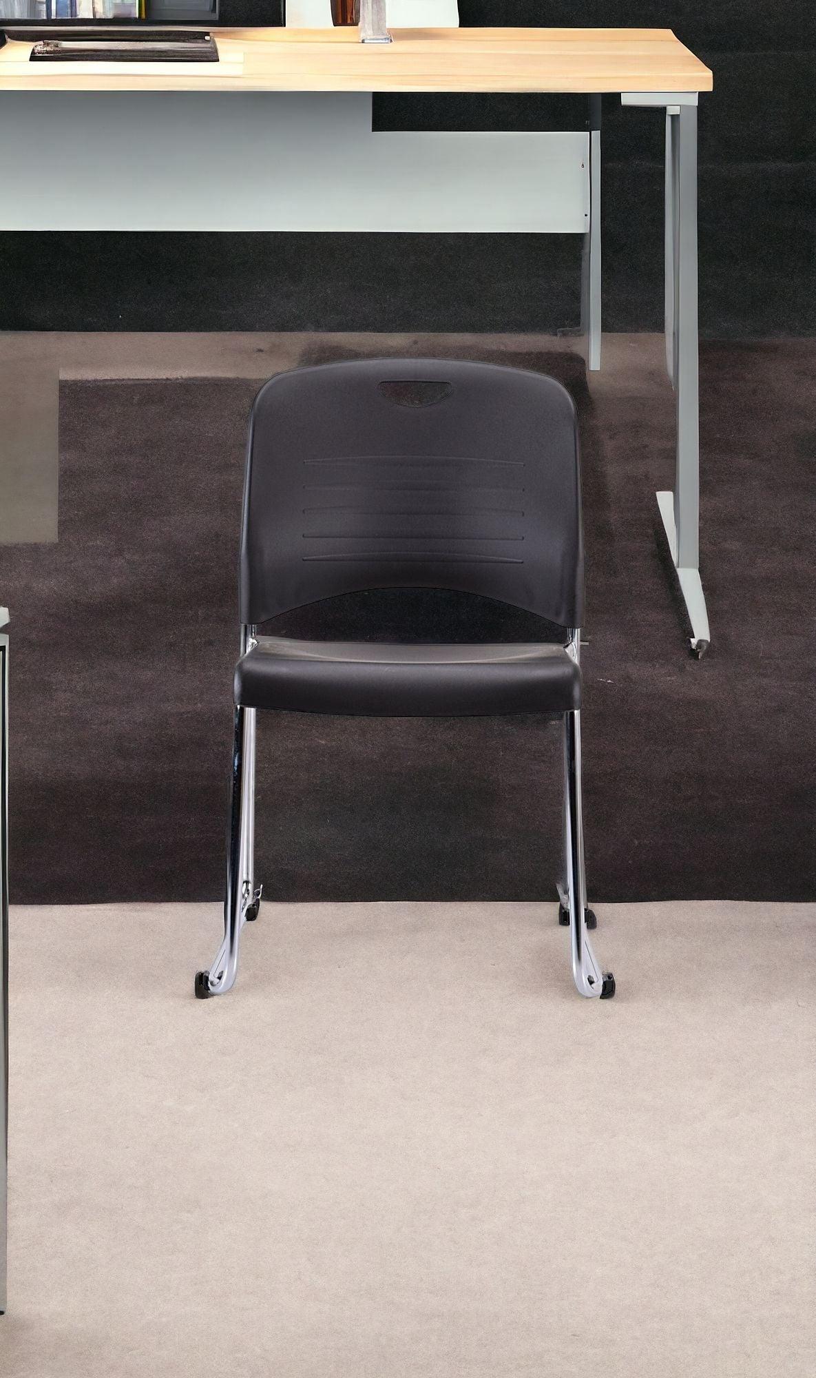 Set of Four Black and Silver Plastic Office Chair - FurniFindUSA