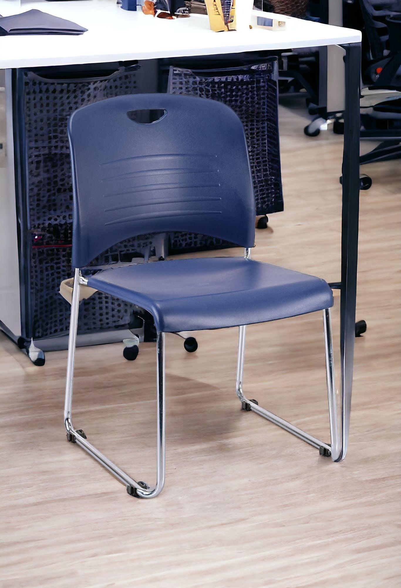 Set of Four Black and Silver Plastic Office Chair - FurniFindUSA
