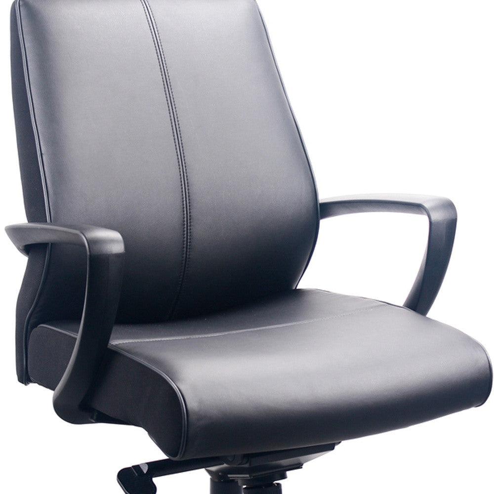 Black Adjustable Swivel Faux Leather Rolling Office Chair - FurniFindUSA