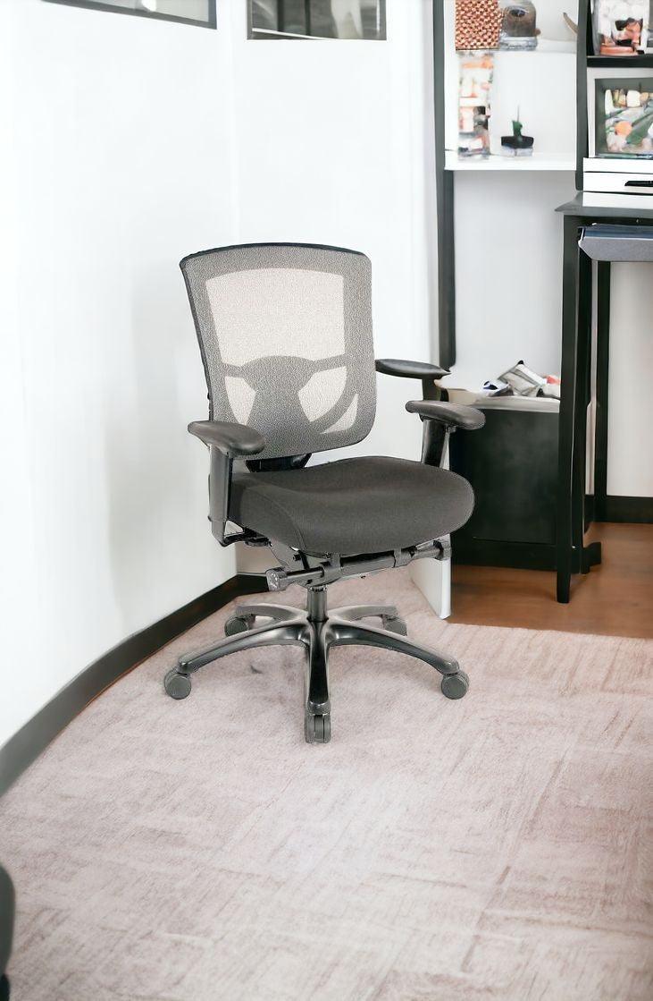 Slate Gray and Black Adjustable Swivel Mesh Rolling Office Chair - FurniFindUSA