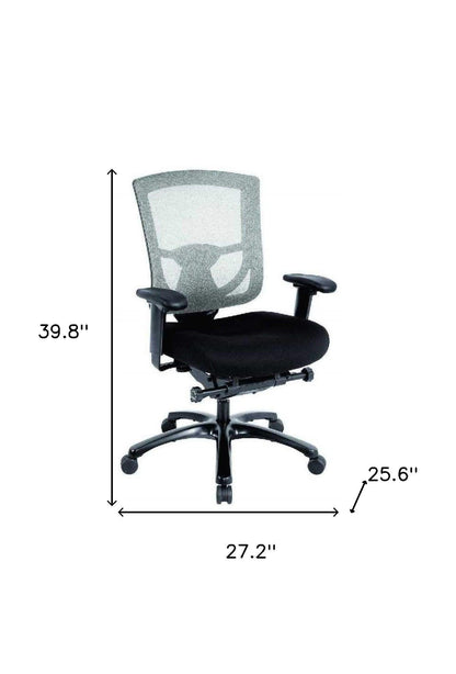 Slate Gray and Black Adjustable Swivel Mesh Rolling Office Chair - FurniFindUSA