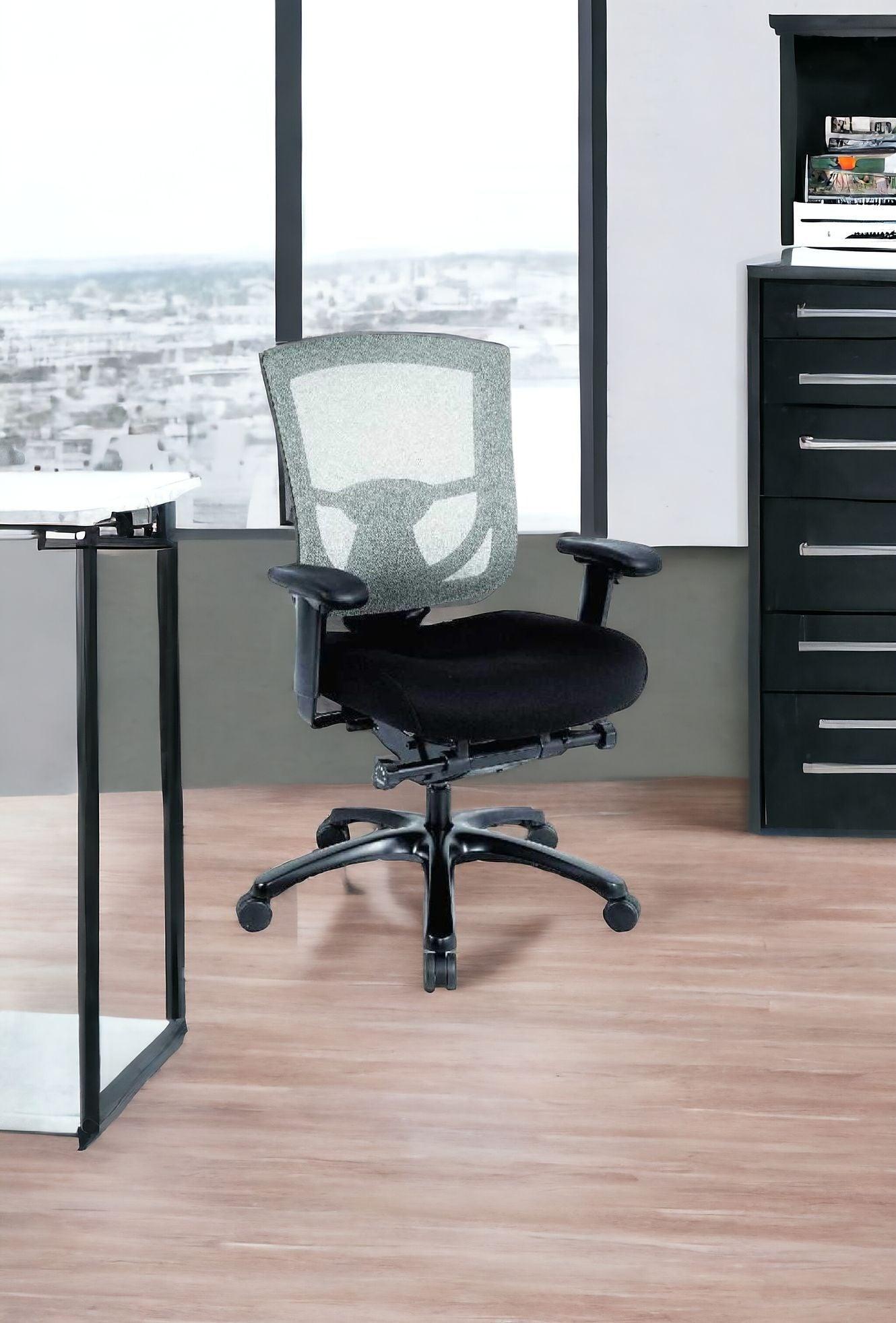 Slate Gray and Black Adjustable Swivel Mesh Rolling Office Chair - FurniFindUSA