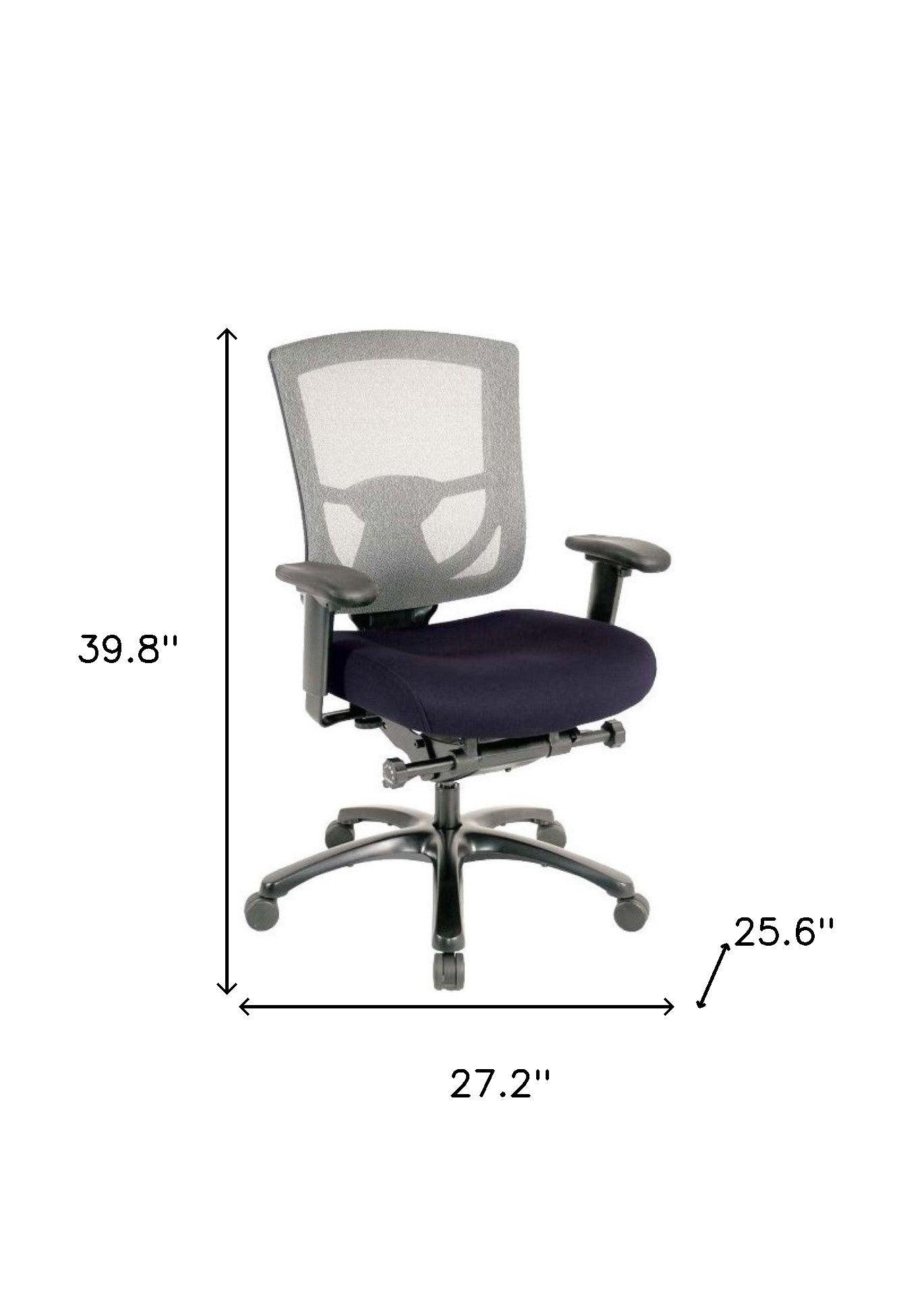 Slate Gray and Black Adjustable Swivel Mesh Rolling Office Chair - FurniFindUSA