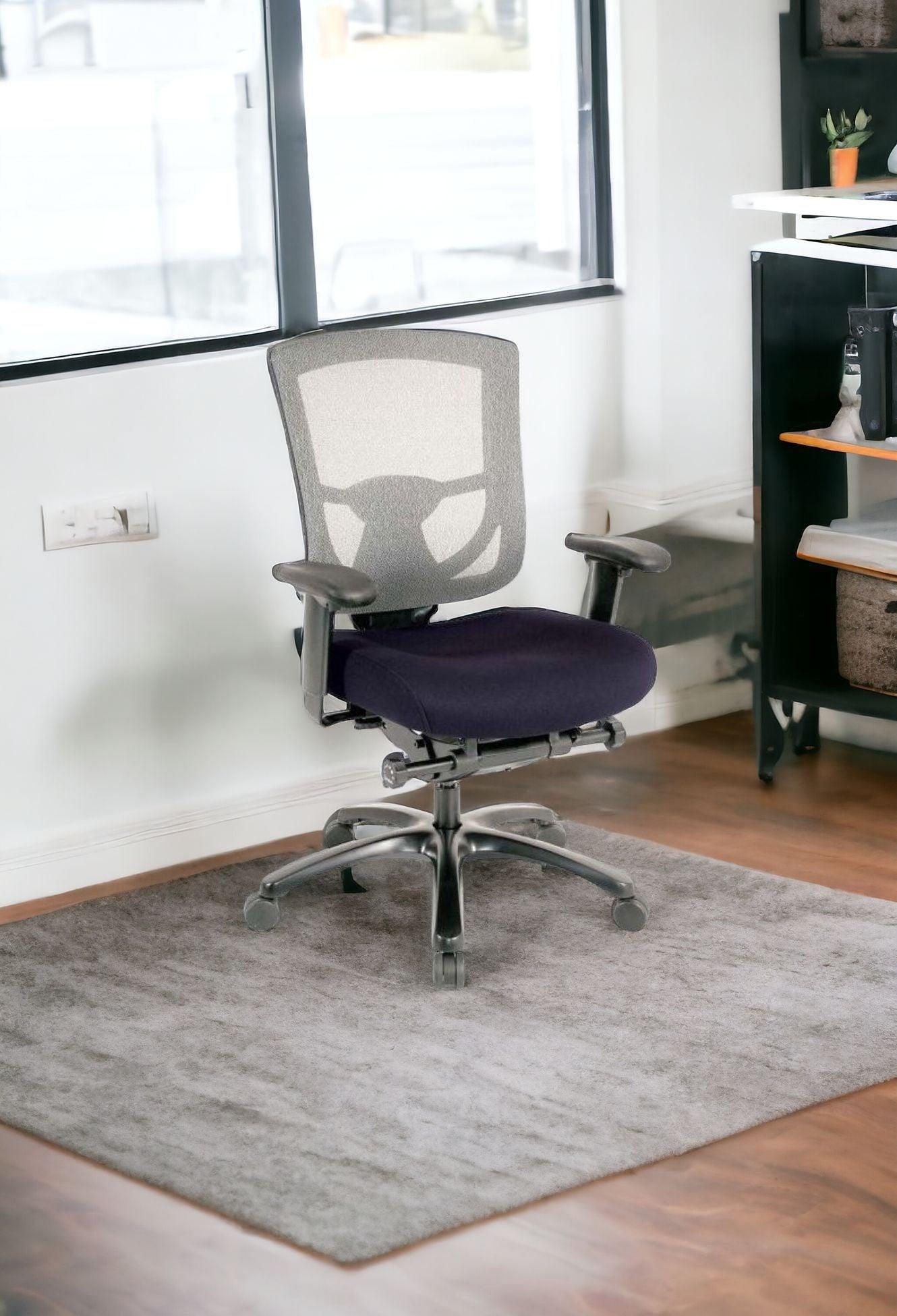 Slate Gray and Black Adjustable Swivel Mesh Rolling Office Chair - FurniFindUSA