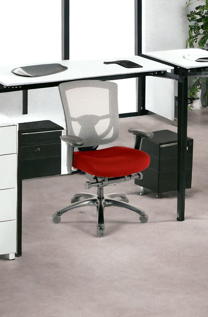 Slate Gray and Black Adjustable Swivel Mesh Rolling Office Chair - FurniFindUSA