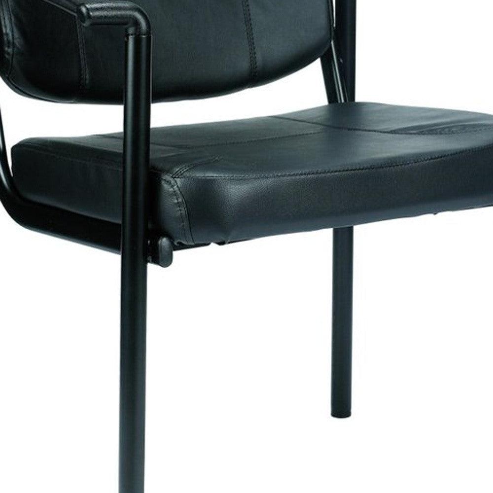 Black Faux Leather Office Chair - FurniFindUSA