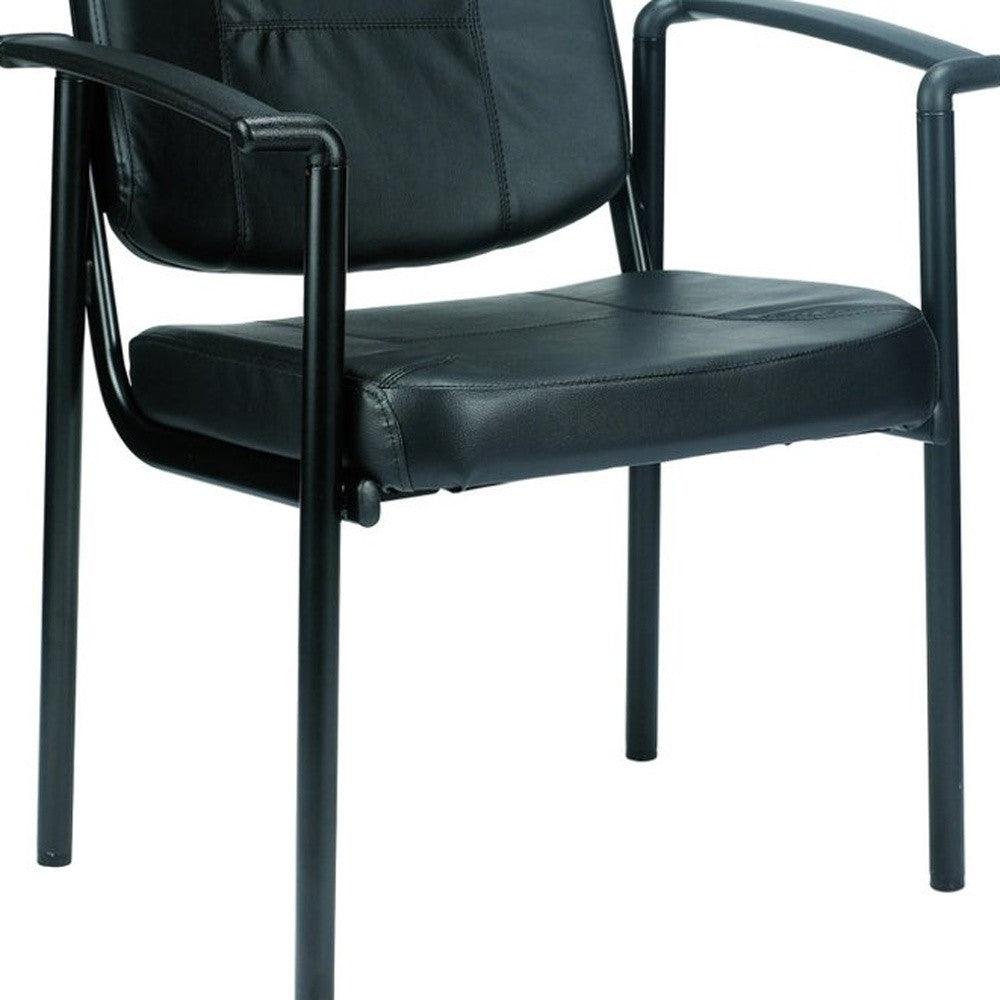 Black Faux Leather Office Chair - FurniFindUSA