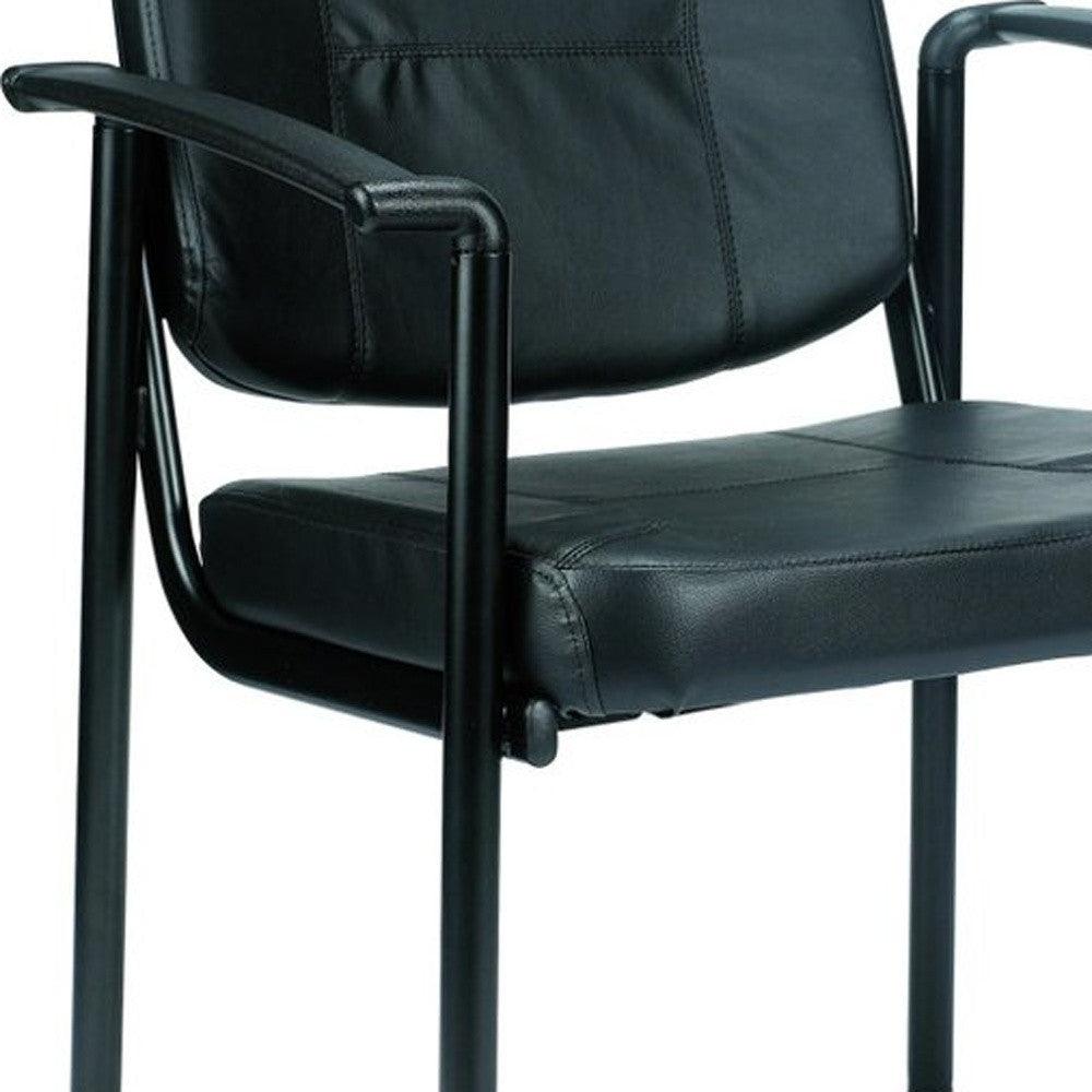 Black Faux Leather Office Chair - FurniFindUSA