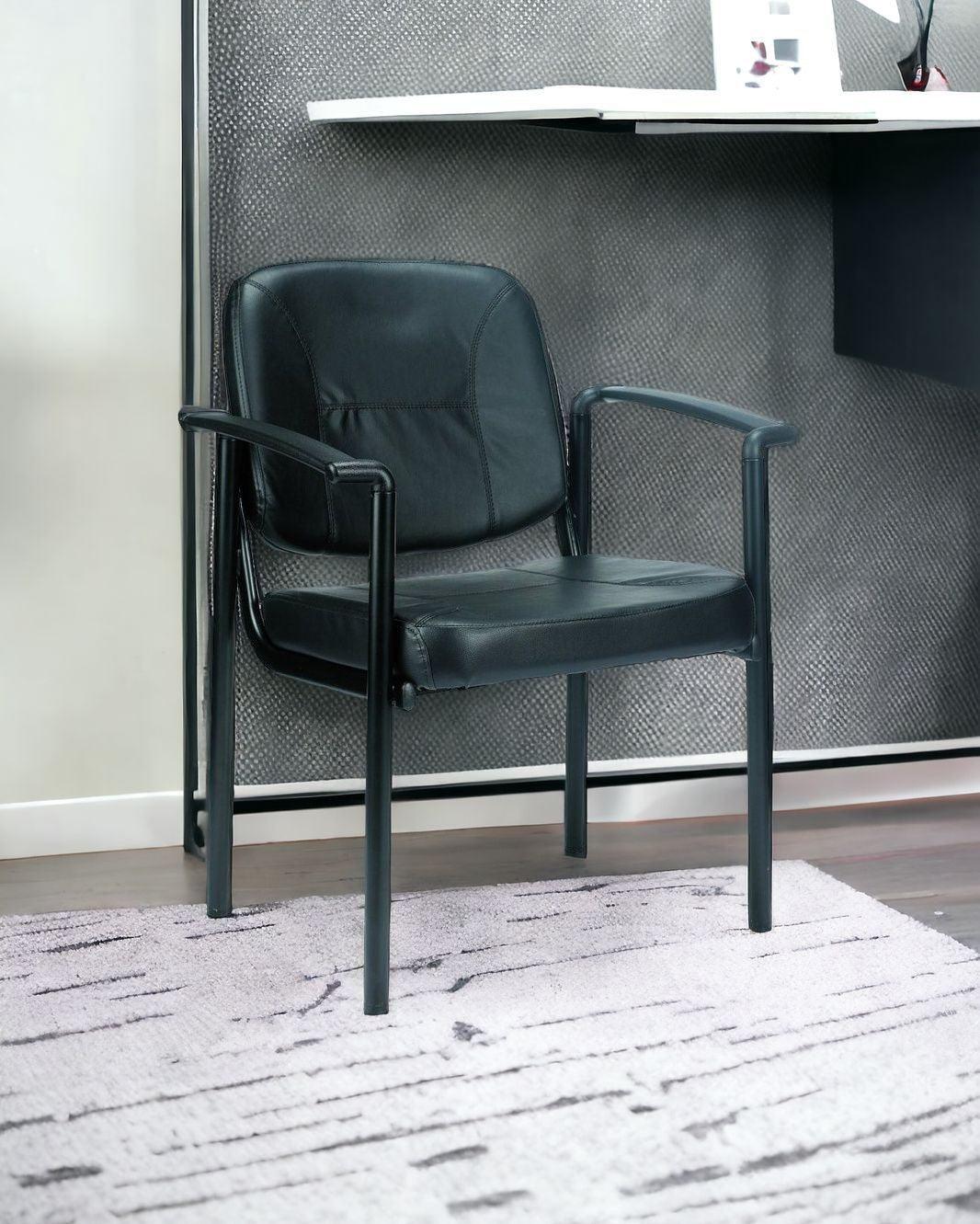 Black Faux Leather Office Chair - FurniFindUSA