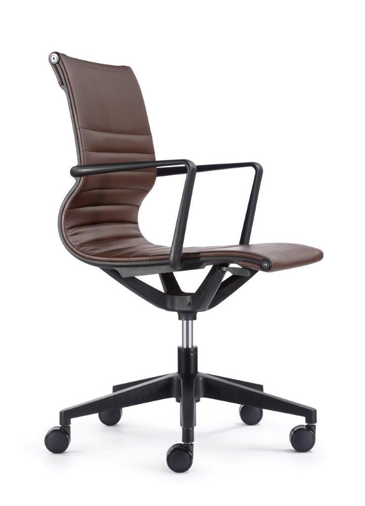 Black Adjustable Swivel Faux Leather Rolling Office Chair - FurniFindUSA