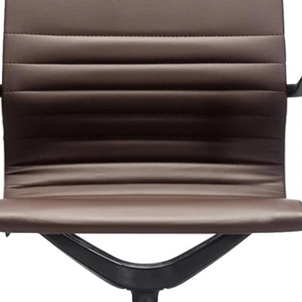 Black Adjustable Swivel Faux Leather Rolling Office Chair - FurniFindUSA