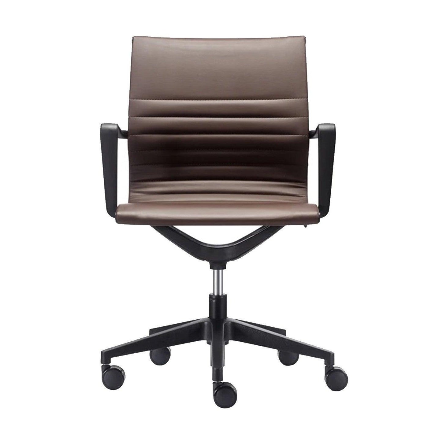 Black Adjustable Swivel Faux Leather Rolling Office Chair - FurniFindUSA