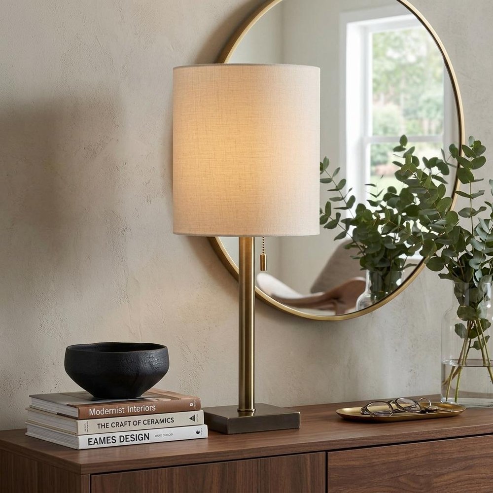 22" Black Table Lamp With Drum Shade HomeRoots