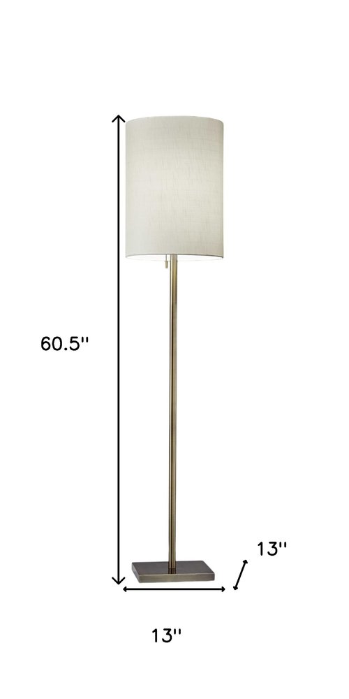 61" Bronze Metal Floor Lamp With Beige Fabric Shade HomeRoots