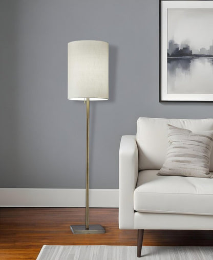 61" Silver Metal Floor Lamp With Fabric Shade HomeRoots