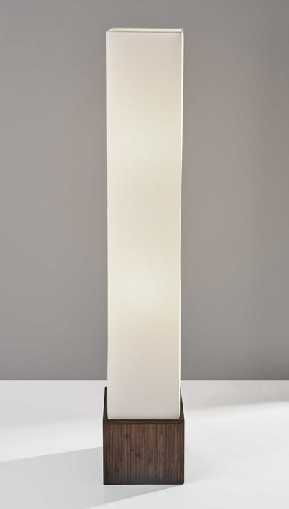 50" Brown Rattan Lantern Floor Lamp with Long White Rectangular Shade