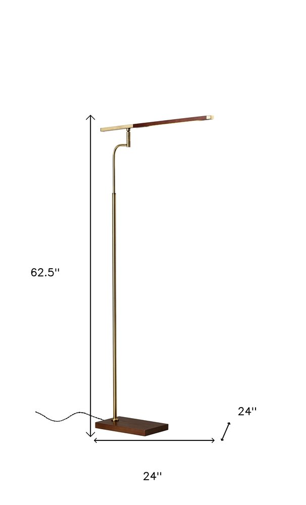 63" Brown LED Task Floor Lamp With Brass — view 3