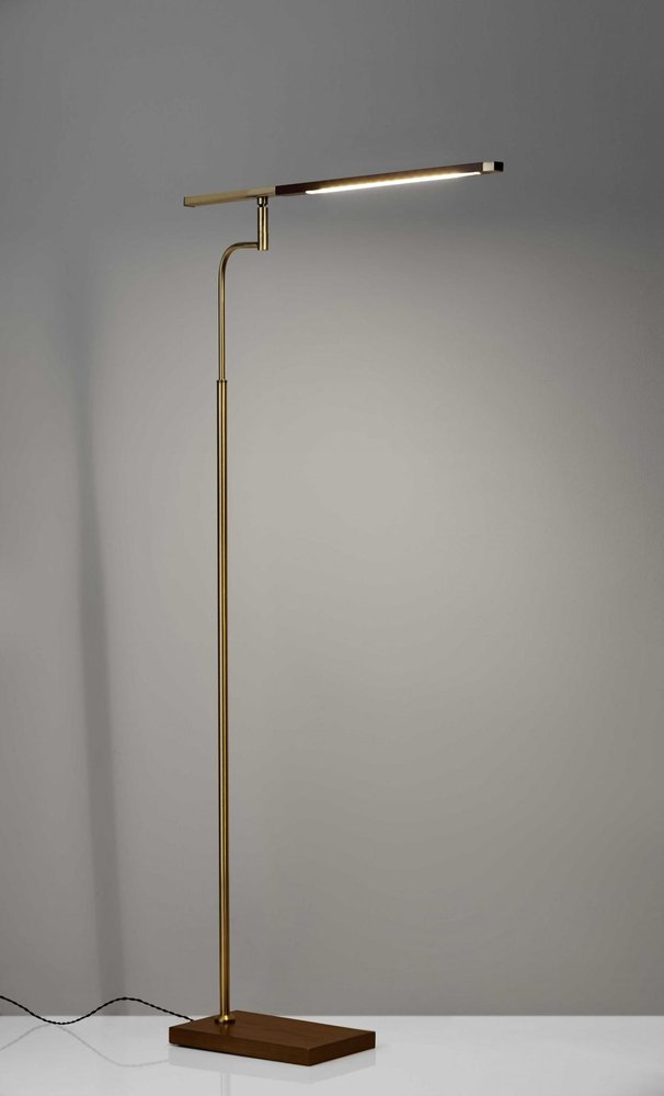 63" Brown LED Task Floor Lamp With Brass HomeRoots