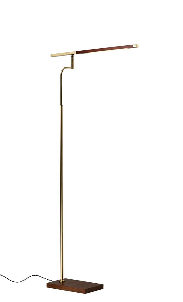 63" Brown LED Task Floor Lamp With Brass — view 2