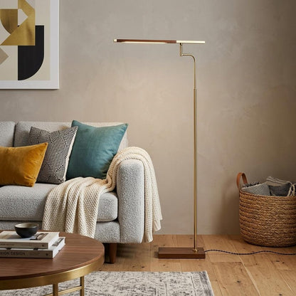 63" Brown LED Task Floor Lamp With Brass HomeRoots