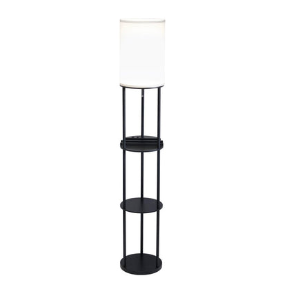 67" Black Metal Column Floor Lamp With White Linen Shade HomeRoots