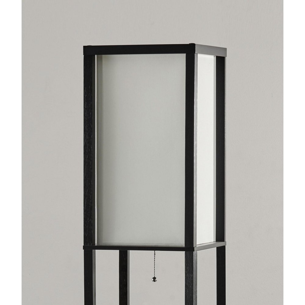 72" Black And White Solid Wood Column With White Cotton Shade HomeRoots