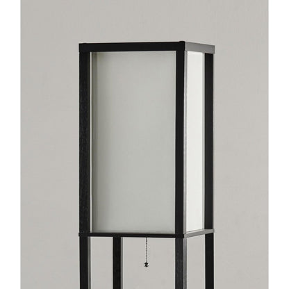 72" Black And White Solid Wood Column With White Cotton Shade HomeRoots