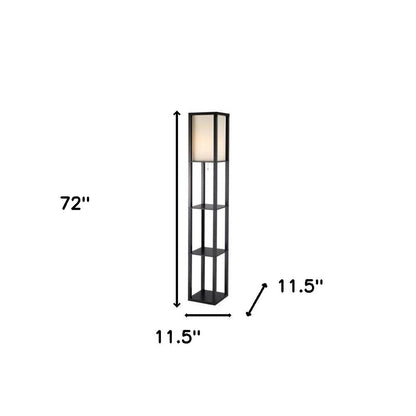 72" Black And White Solid Wood Column With White Cotton Shade HomeRoots