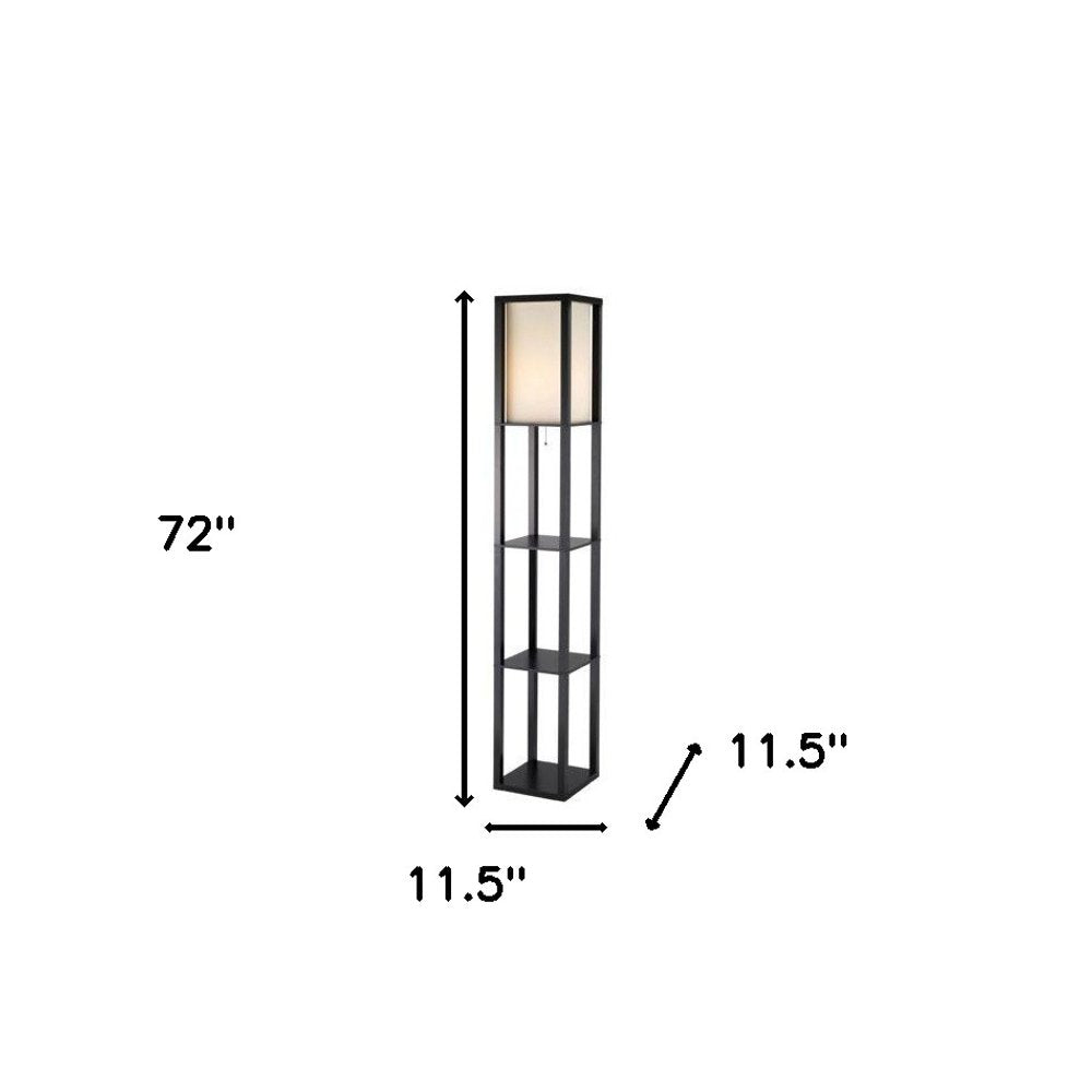 72" Black And White Solid Wood Column With White Cotton Shade HomeRoots