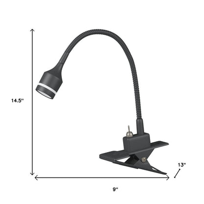 15" Black Metal Adjustable Clip On LED Table Lamp HomeRoots