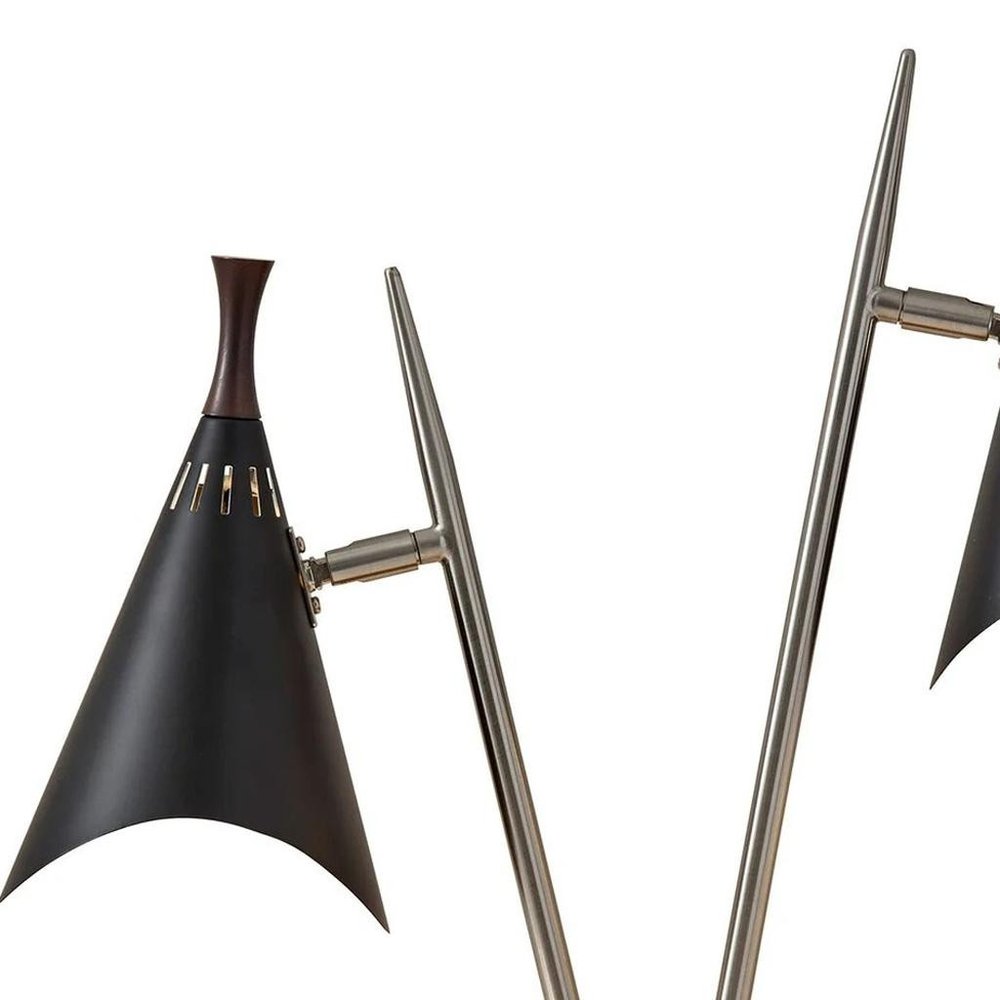 22" Black Two Light Swing Arm Desk Lamp With Cone Shade HomeRoots
