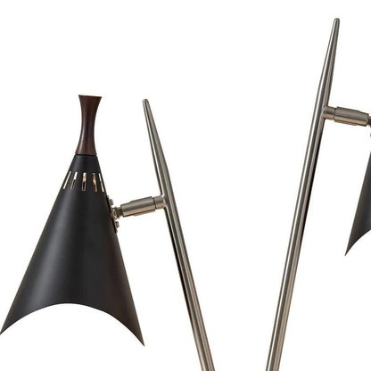 22" Black Two Light Swing Arm Desk Lamp With Cone Shade HomeRoots