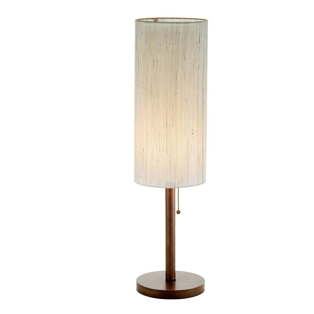 31" Walnut Solid Wood Standard Table Lamp With Beige Shade HomeRoots