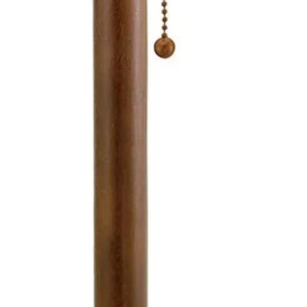 31" Walnut Solid Wood Standard Table Lamp With Beige Shade HomeRoots