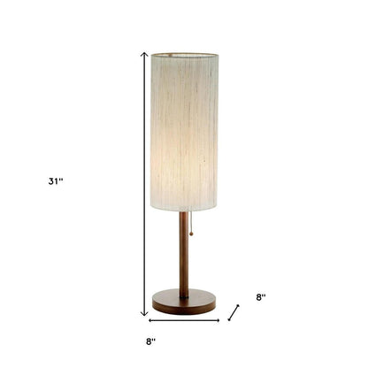 31" Walnut Solid Wood Standard Table Lamp With Beige Shade HomeRoots