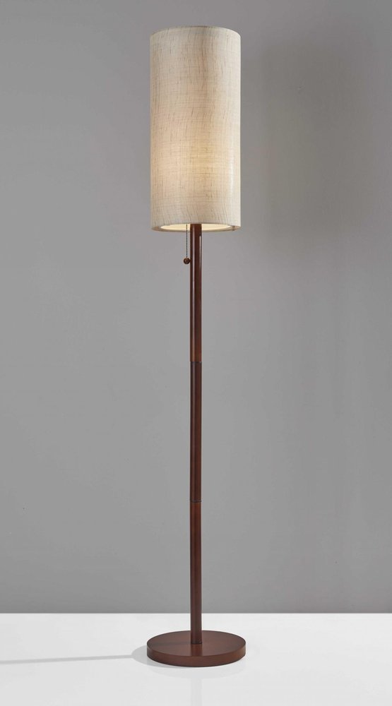 65" Brown Solid Wood Floor Lamp With Beige Linen Drum Shade HomeRoots
