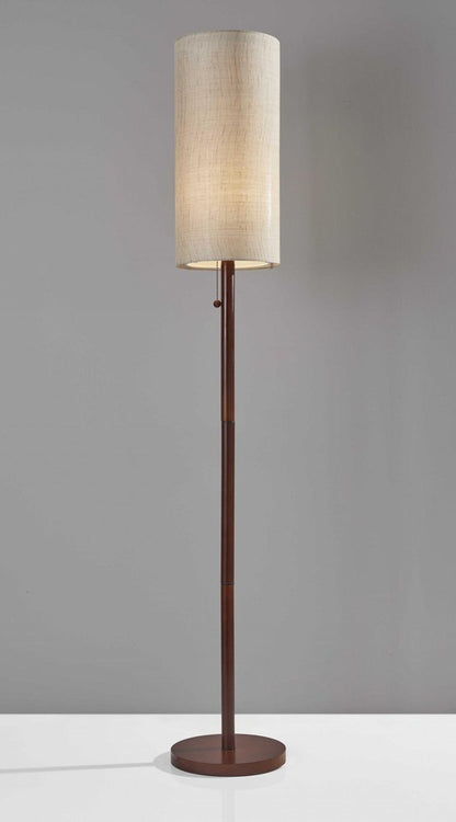 65" Brown Solid Wood Floor Lamp With Beige Linen Drum Shade HomeRoots