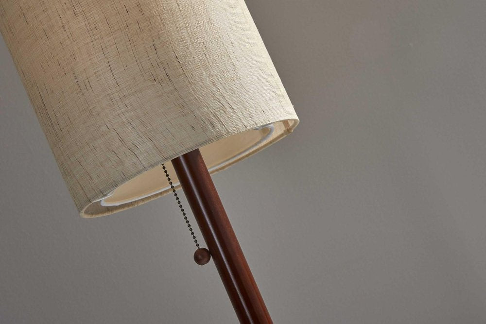 65" Brown Solid Wood Floor Lamp With Beige Linen Drum Shade HomeRoots