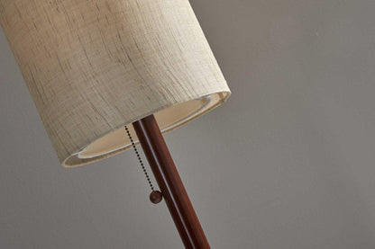 65" Brown Solid Wood Floor Lamp With Beige Linen Drum Shade HomeRoots