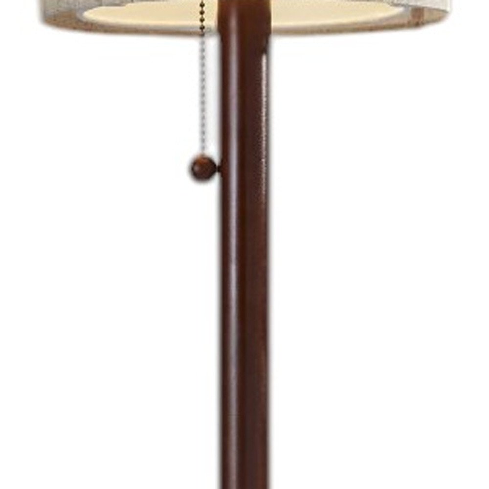 65" Brown Solid Wood Floor Lamp With Beige Linen Drum Shade — view 9