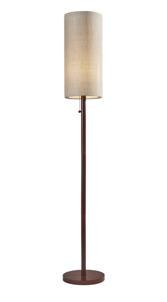 65" Brown Solid Wood Floor Lamp With Beige Linen Drum Shade — view 5