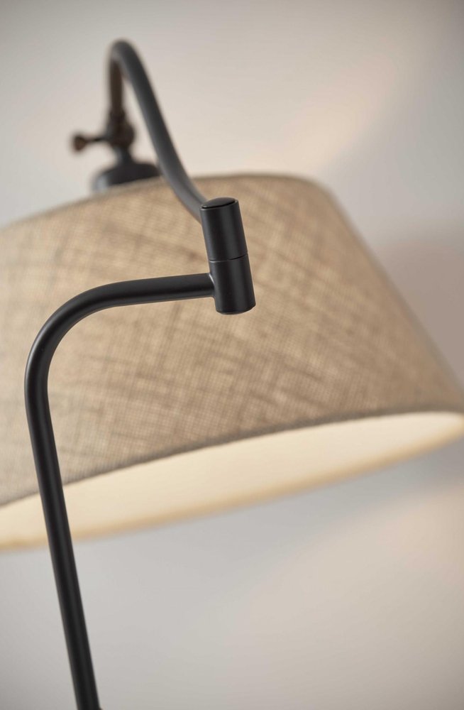 61" Bronze Arched Floor Lamp With Brown Fabric Empire Shade HomeRoots
